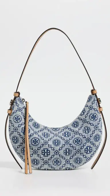 Tory Burch Romy Denim Half Moon Bag Powder | Thumbnail 2