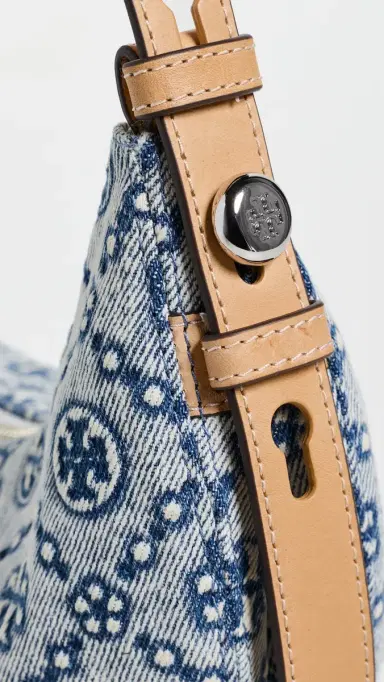 Tory Burch Romy Denim Half Moon Bag Powder | Thumbnail 5