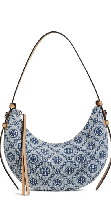 Tory Burch Romy Denim Half Moon Bag Powder | Thumbnail 1