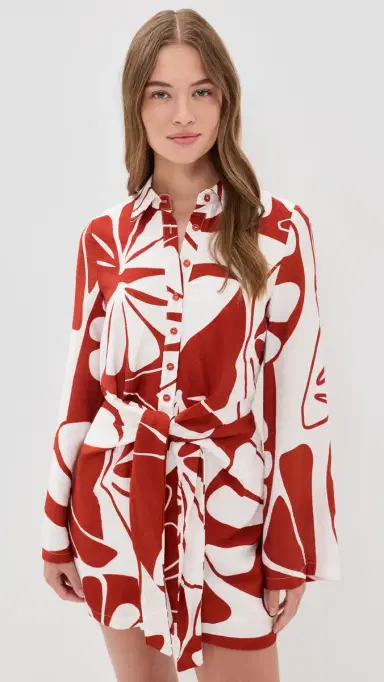 SEVEN WONDERS Arlette Mini Dress Sandy Red/White L | Thumbnail 2