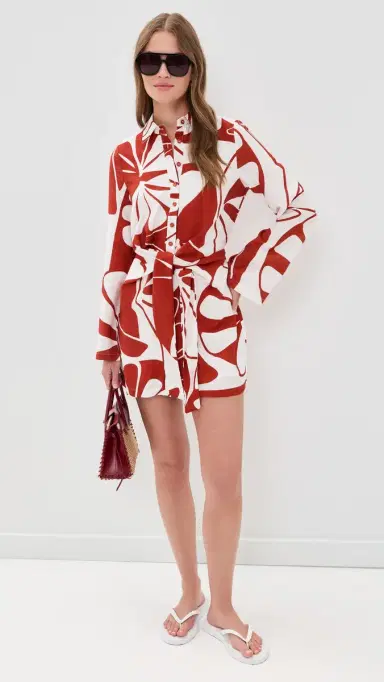 SEVEN WONDERS Arlette Mini Dress Sandy Red/White L | Thumbnail 5