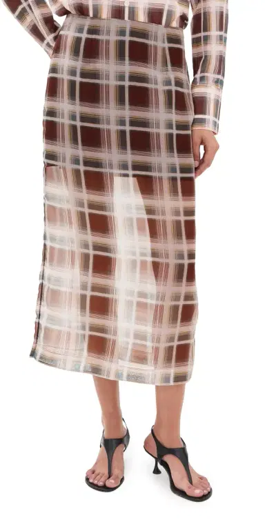 Frame The Silk Organza Skirt Silver Peony Plaid | Thumbnail 1 Frame The Silk Organza Skirt Silver Peony Plaid | Thumbnail 1