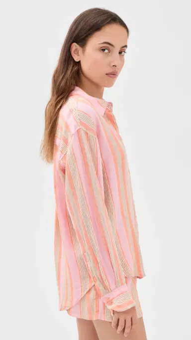 Z Supply Perfect Striped Button Up Tiger ily | Thumbnail 4