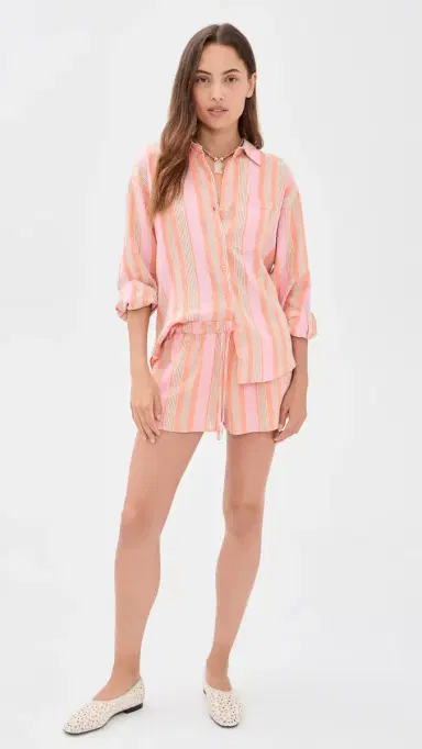 Z Supply Perfect Striped Button Up Tiger ily | Thumbnail 5