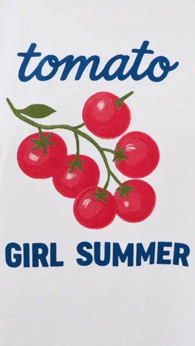Sunny Somewhere Tomato Girl Summer Everyday Tee White S | Thumbnail 6