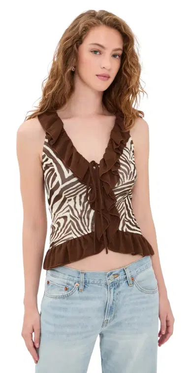 Bailey Rose Zebra Blouse Cream/Brown M | Thumbnail 1