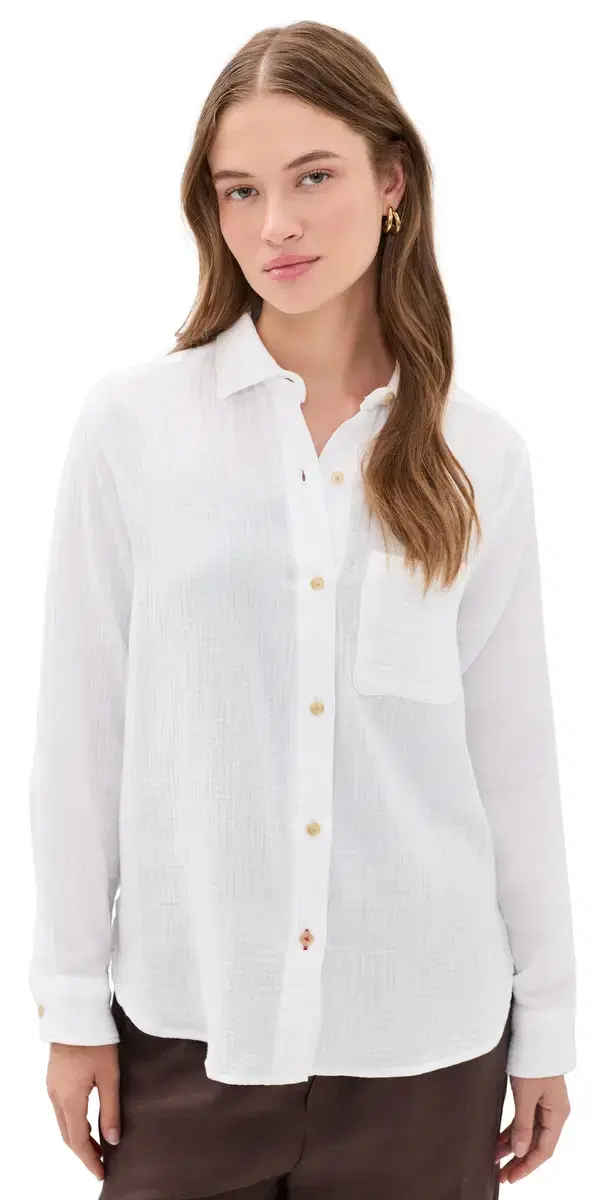 Marine Layer Jane Relaxed Double Cloth Shirt White