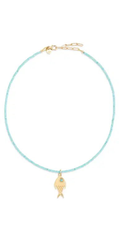 HART Teeny Gemstone Fish Charm Necklace | Thumbnail 1 HART Teeny Gemstone Fish Charm Necklace | Thumbnail 1