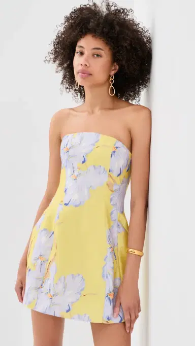 BARDOT Karoline Hour Glass Mini Dress Yellow Floral | Thumbnail 2