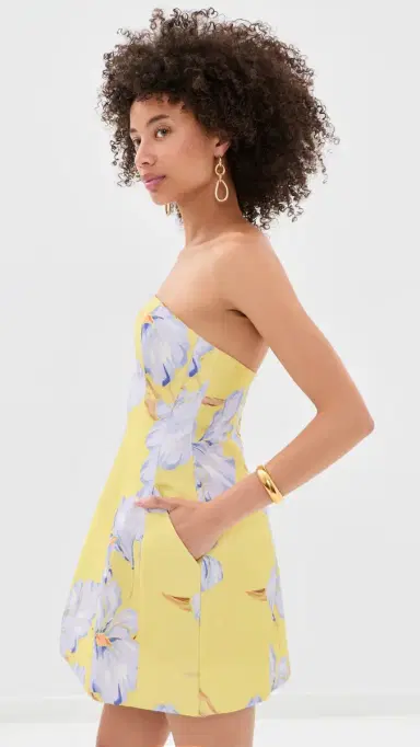 BARDOT Karoline Hour Glass Mini Dress Yellow Floral | Thumbnail 4