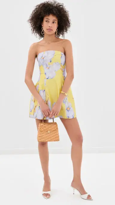 BARDOT Karoline Hour Glass Mini Dress Yellow Floral | Thumbnail 5