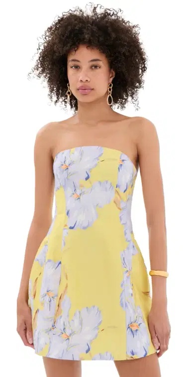 BARDOT Karoline Hour Glass Mini Dress Yellow Floral | Thumbnail 1