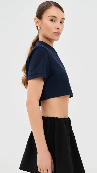 Wardrobe.NYC WARDROBE. NYC Crop Polo Top Navy L | Thumbnail 4