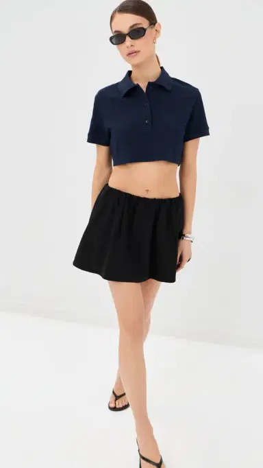 Wardrobe.NYC WARDROBE. NYC Crop Polo Top Navy L | Thumbnail 5