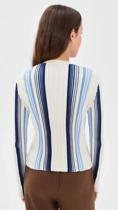 Theory Ribbed Cardigan Ivory Multi/Chk L | Thumbnail 3