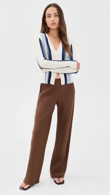Theory Ribbed Cardigan Ivory Multi/Chk L | Thumbnail 5