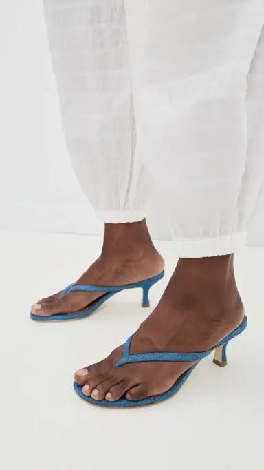 Staud Freja Denim Kitten Heel Sandals | Thumbnail 3 Staud Freja Denim Kitten Heel Sandals | Thumbnail 3