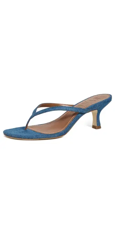 Staud Freja Denim Kitten Heel Sandals | Thumbnail 1 Staud Freja Denim Kitten Heel Sandals | Thumbnail 1