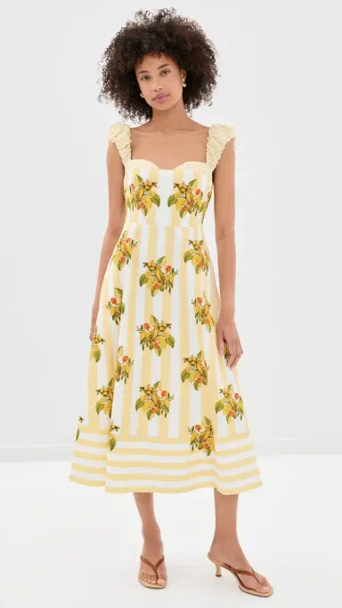 Farm Rio Lemon Birds Multicolor Cropped Dress | Thumbnail 2 Farm Rio Lemon Birds Multicolor Cropped Dress | Thumbnail 2