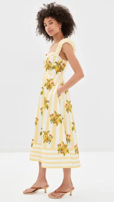 Farm Rio Lemon Birds Multicolor Cropped Dress | Thumbnail 4 Farm Rio Lemon Birds Multicolor Cropped Dress | Thumbnail 4