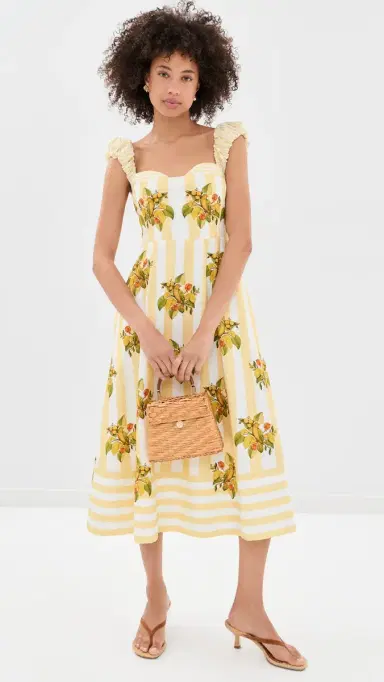 Farm Rio Lemon Birds Multicolor Cropped Dress | Thumbnail 5 Farm Rio Lemon Birds Multicolor Cropped Dress | Thumbnail 5