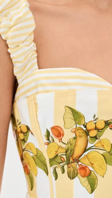 Farm Rio Lemon Birds Multicolor Cropped Dress | Thumbnail 6 Farm Rio Lemon Birds Multicolor Cropped Dress | Thumbnail 6