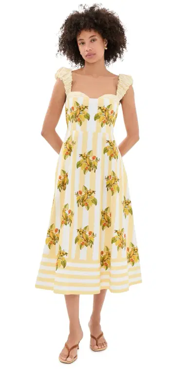 Farm Rio Lemon Birds Multicolor Cropped Dress | Thumbnail 1 Farm Rio Lemon Birds Multicolor Cropped Dress | Thumbnail 1