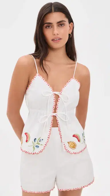 MINKPINK Santorini Embroidered Cami White | Thumbnail 2
