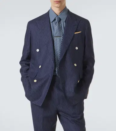 dunhill Pinstripe double-breasted linen blazer | Thumbnail 4