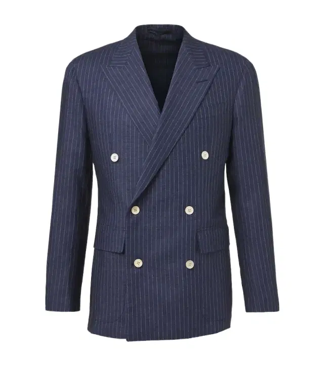Dunhill Pinstripe double-breasted linen blazer