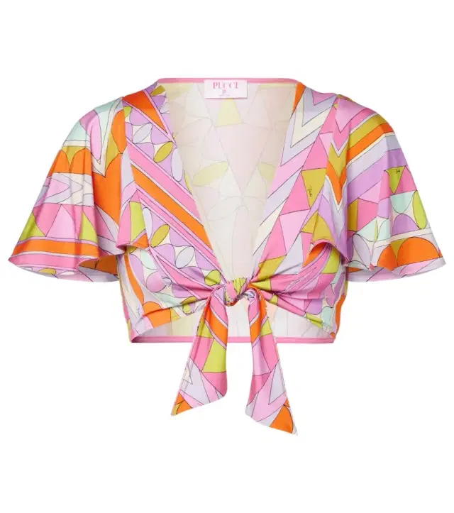 Angoli jersey satin crop top