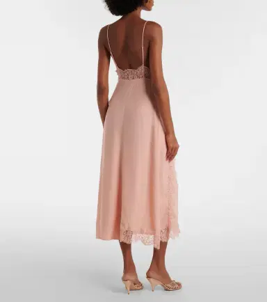 Stella McCartney Lace-trimmed silk midi dress | Thumbnail 3