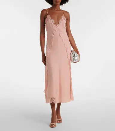 Stella McCartney Lace-trimmed silk midi dress | Thumbnail 6