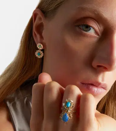 Suzanne Kalan 18kt gold drop earrings with gemstones | Thumbnail 2