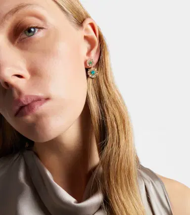 Suzanne Kalan 18kt gold drop earrings with gemstones | Thumbnail 3