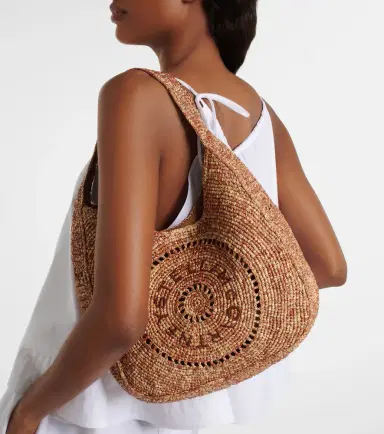Stella McCartney Logo Small raffia shoulder bag | Thumbnail 6
