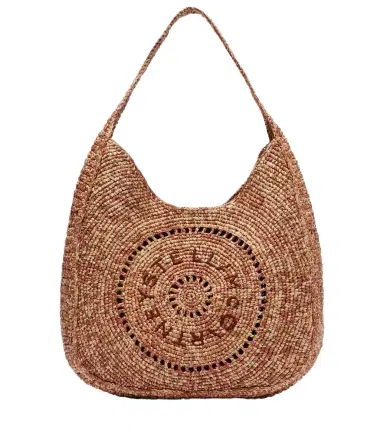 Stella McCartney Logo Small raffia shoulder bag | Thumbnail 1