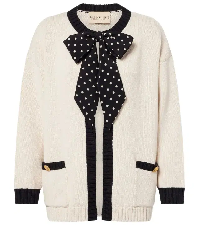 Valentino Bow-detail cotton-blend cardigan