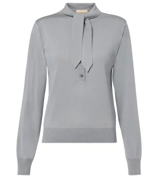 Valentino Tie-neck virgin wool sweater