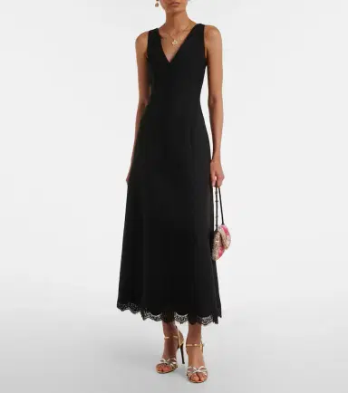 Valentino Crepe Couture lace-trimmed midi dress | Thumbnail 6 Valentino Crepe Couture lace-trimmed midi dress | Thumbnail 6