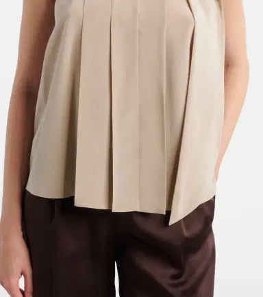 Max Mara Pleated tie-neck silk crêpe de chine top | Thumbnail 2
