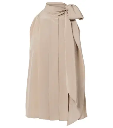 Max Mara Pleated tie-neck silk crêpe de chine top | Thumbnail 1