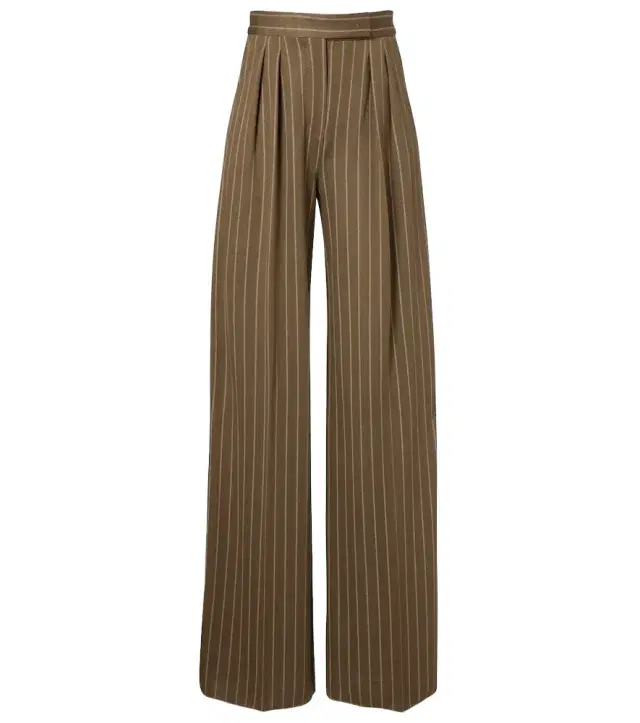 Pinstripe pleated wide-leg pants