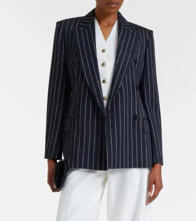 Max Mara Pinstripe double-breasted jersey blazer | Thumbnail 2 Max Mara Pinstripe double-breasted jersey blazer | Thumbnail 2