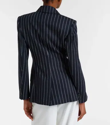 Max Mara Pinstripe double-breasted jersey blazer | Thumbnail 3 Max Mara Pinstripe double-breasted jersey blazer | Thumbnail 3