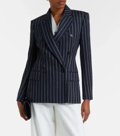 Max Mara Pinstripe double-breasted jersey blazer | Thumbnail 5 Max Mara Pinstripe double-breasted jersey blazer | Thumbnail 5