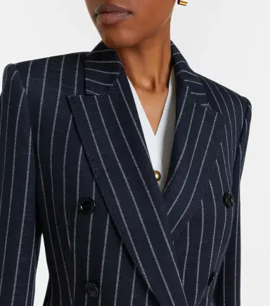 Max Mara Pinstripe double-breasted jersey blazer | Thumbnail 6 Max Mara Pinstripe double-breasted jersey blazer | Thumbnail 6