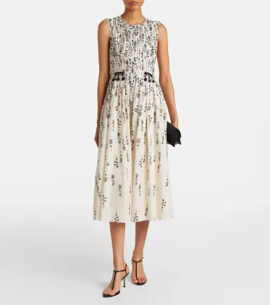 'S Max Mara 'S Max Mara Embellished floral cotton voile midi dress | Thumbnail 5