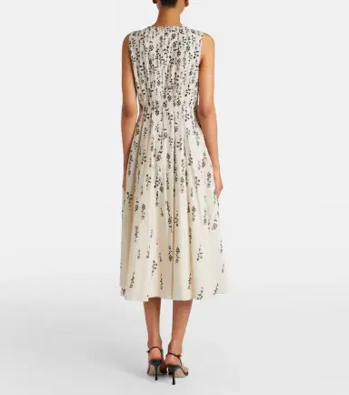 'S Max Mara 'S Max Mara Embellished floral cotton voile midi dress | Thumbnail 6