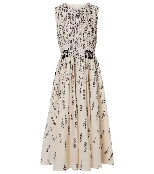 'S Max Mara Embellished floral cotton voile midi dress